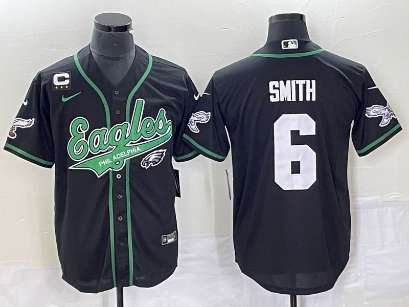 Men Philadelphia Eagles 6 Smith Black Nike 2023 Co Branding Game NFL Jersey style 11